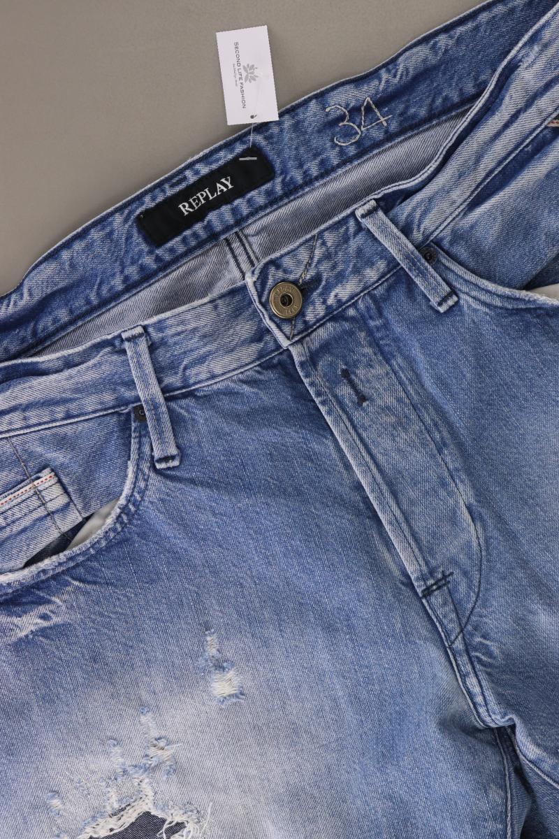 Replay Straight Jeans für Herren Gr. W34 blau aus Baumwolle