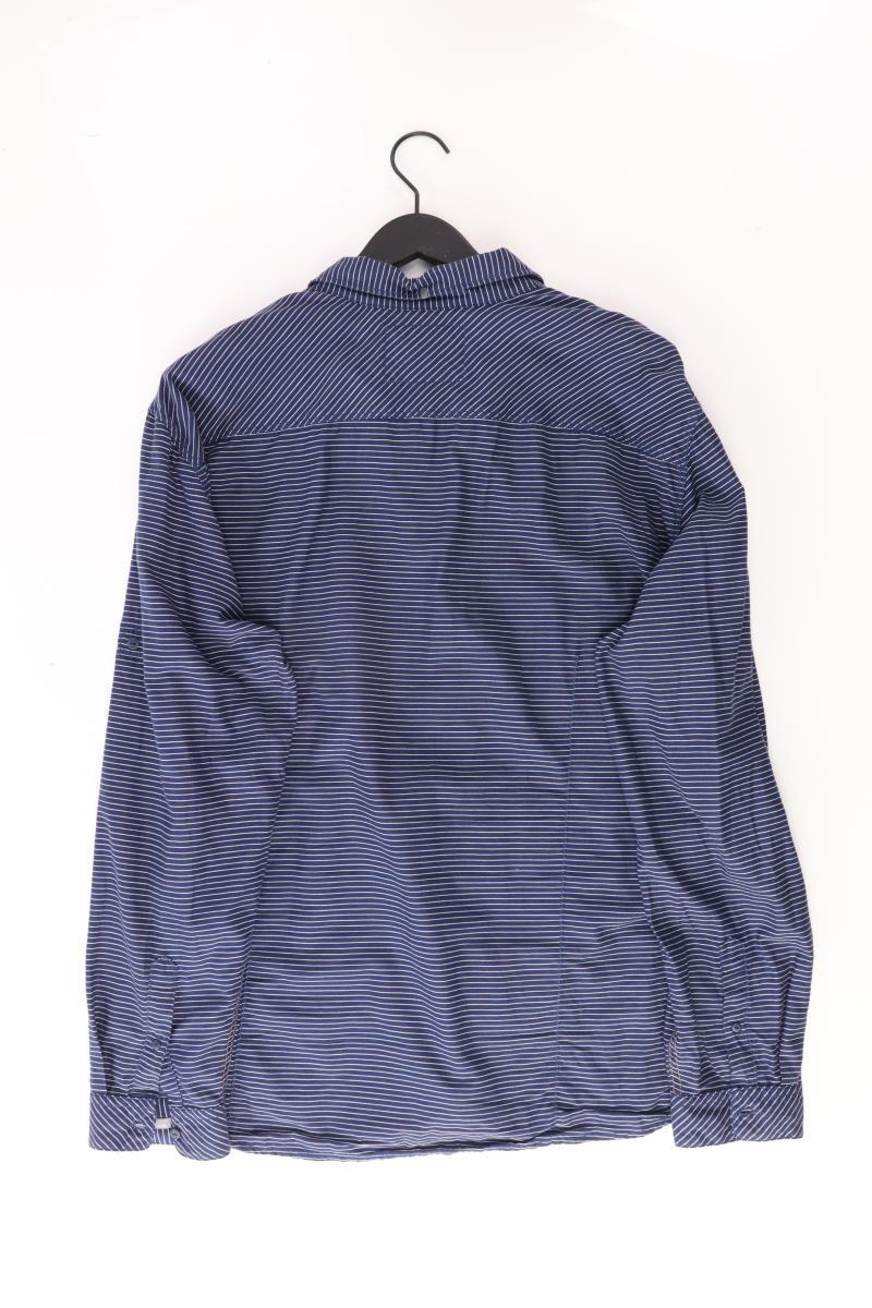 QS by s.Oliver Langarmhemd für Herren Gr. XXL gestreift blau aus Baumwolle