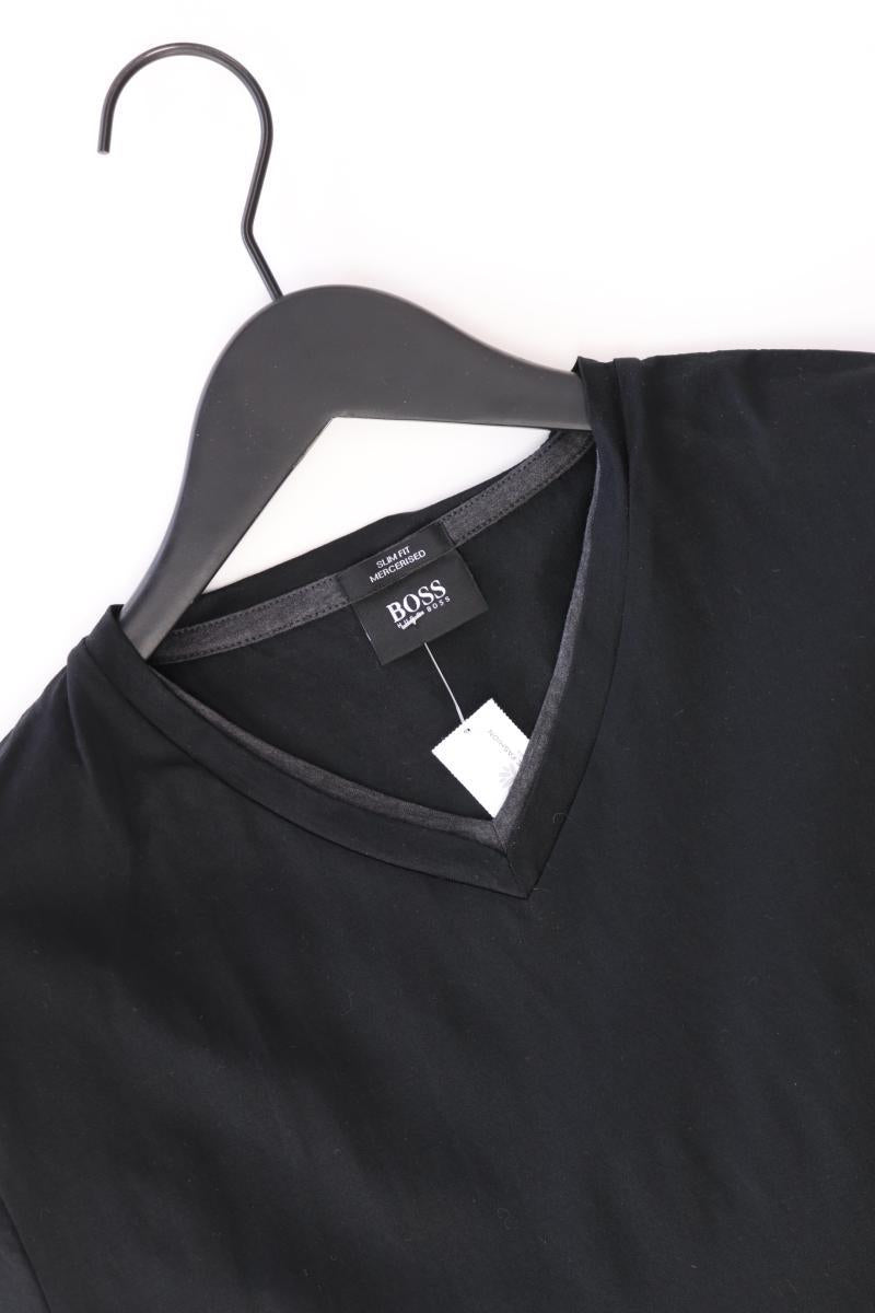 BOSS by Hugo Boss Shirt mit V-Ausschnitt Gr. L Kurzarm schwarz aus Baumwolle