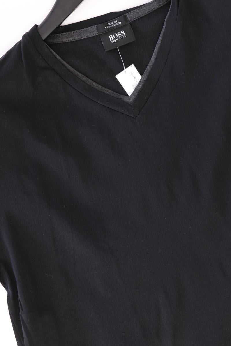 BOSS by Hugo Boss Shirt mit V-Ausschnitt Gr. L Kurzarm schwarz aus Baumwolle