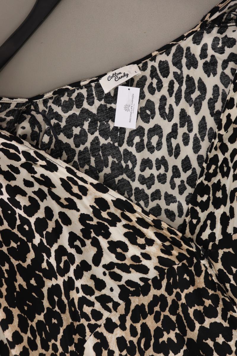 Cotton Candy Midikleid Gr. L mit Tierdruck 3/4 Ärmel braun aus Viskose