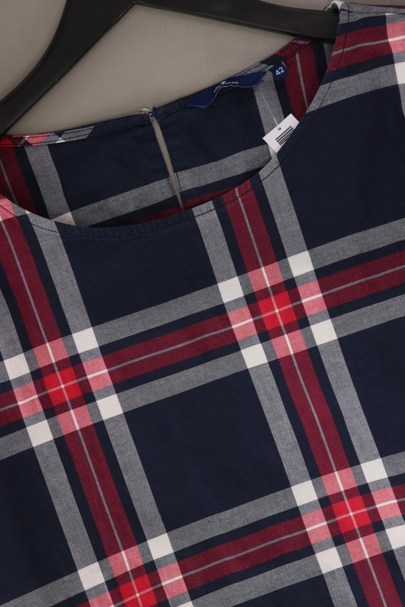Tom Tailor Karobluse Gr. 42 kariert 3/4 Ärmel blau aus Baumwolle