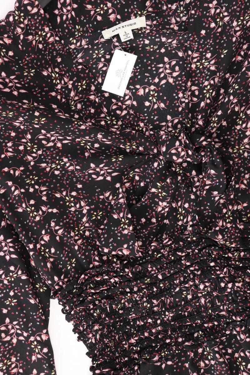 MAX STUDIO Langarmkleid Gr. L mit Blumenmuster schwarz aus Polyester