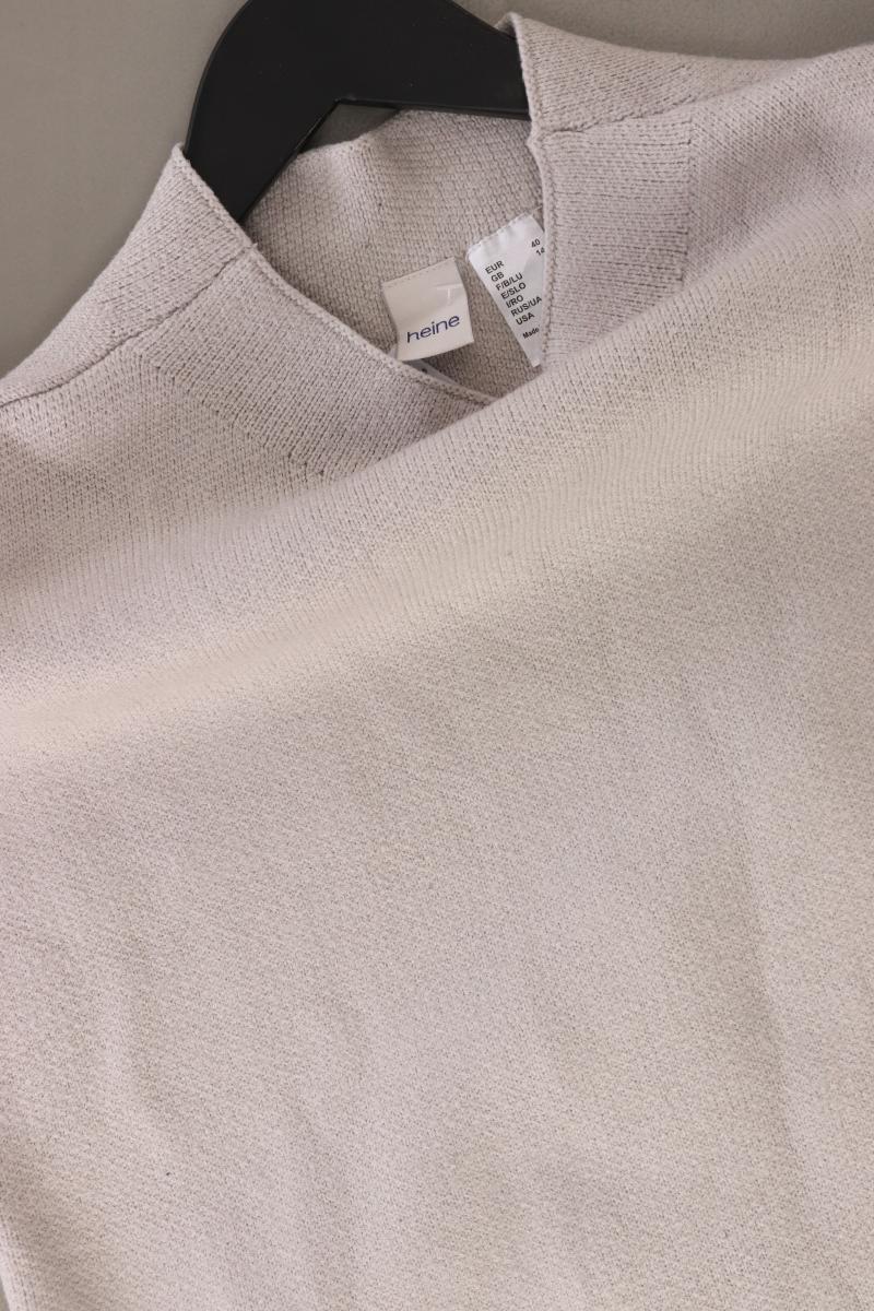 Heine Strickshirt Gr. 40 Kurzarm grau aus Baumwolle