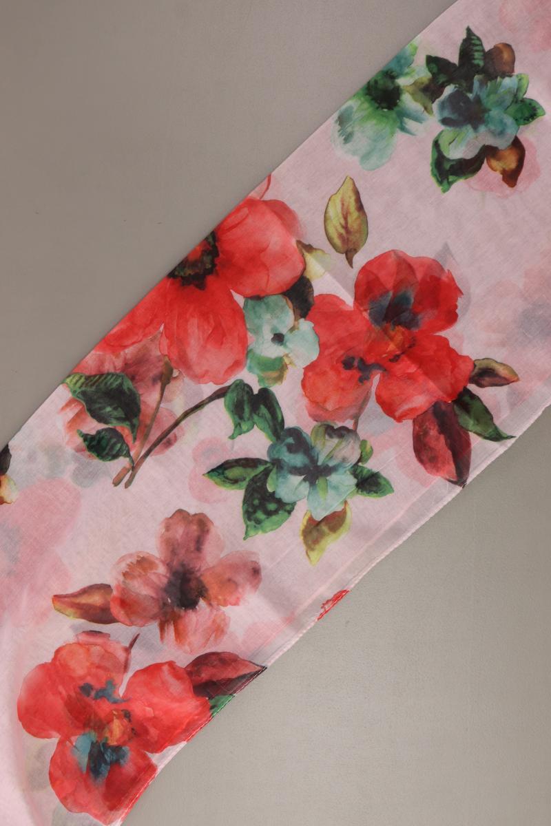 Schal mit Blumenmuster neuwertig rosa aus Seide