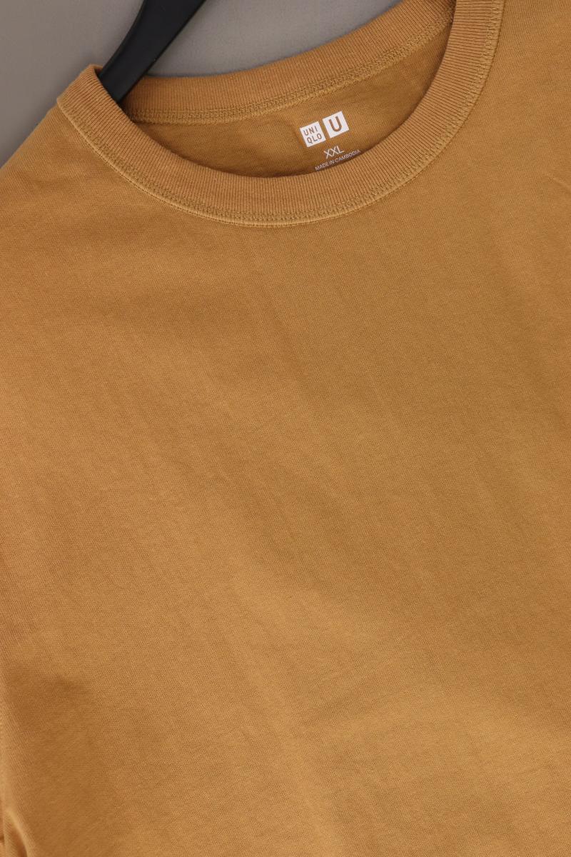 Uniqlo T-Shirt für Herren Gr. XXL Kurzarm braun aus Baumwolle