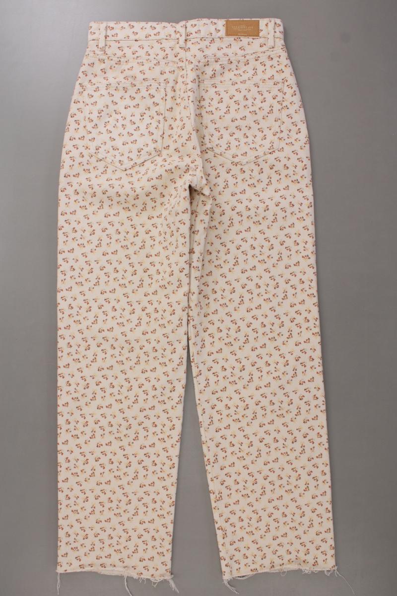 Stradivarius Five-Pocket-Hose Gr. 38 mit Blumenmuster creme