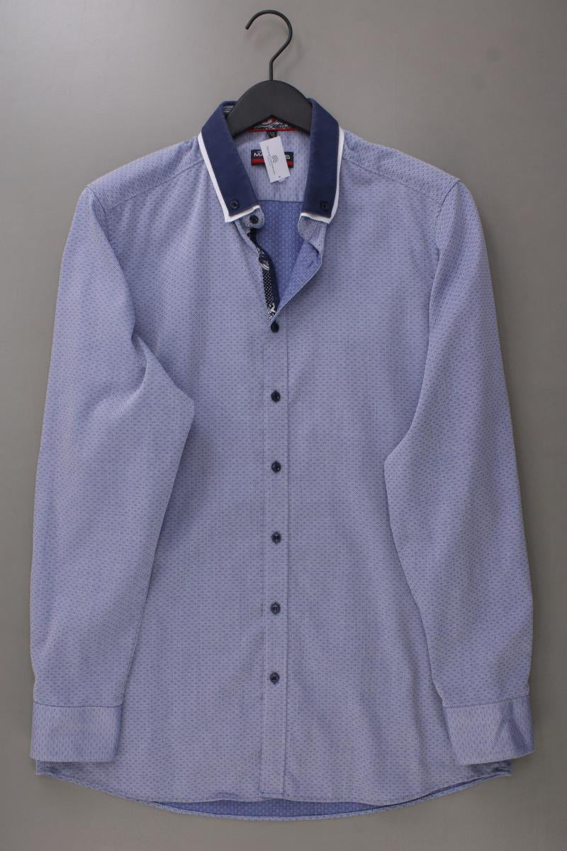 MARVELIS Langarmhemd für Herren Gr. Hemdgröße 44 blau aus Baumwolle