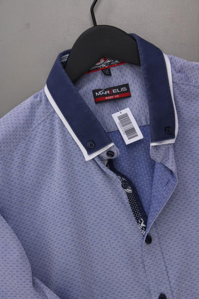 MARVELIS Langarmhemd für Herren Gr. Hemdgröße 44 blau aus Baumwolle