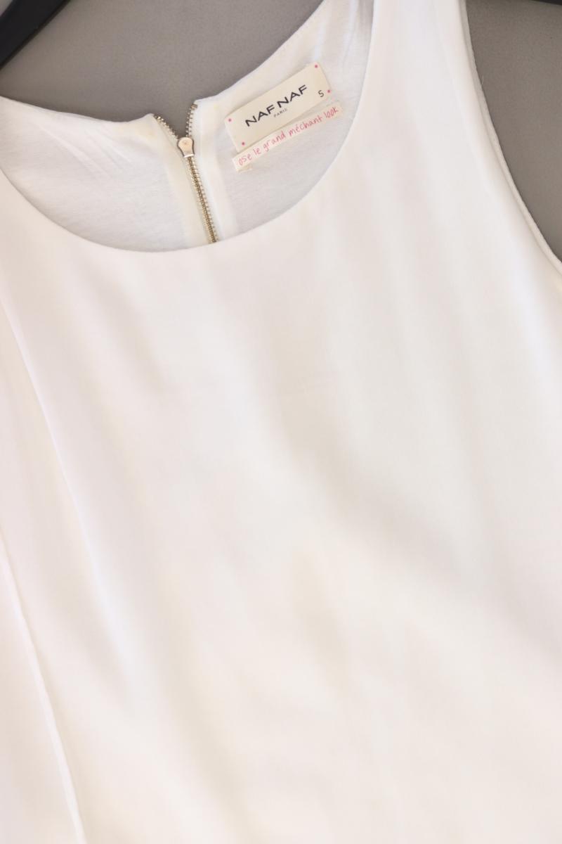 NAF NAF Chiffonkleid Gr. S Ärmellos weiß