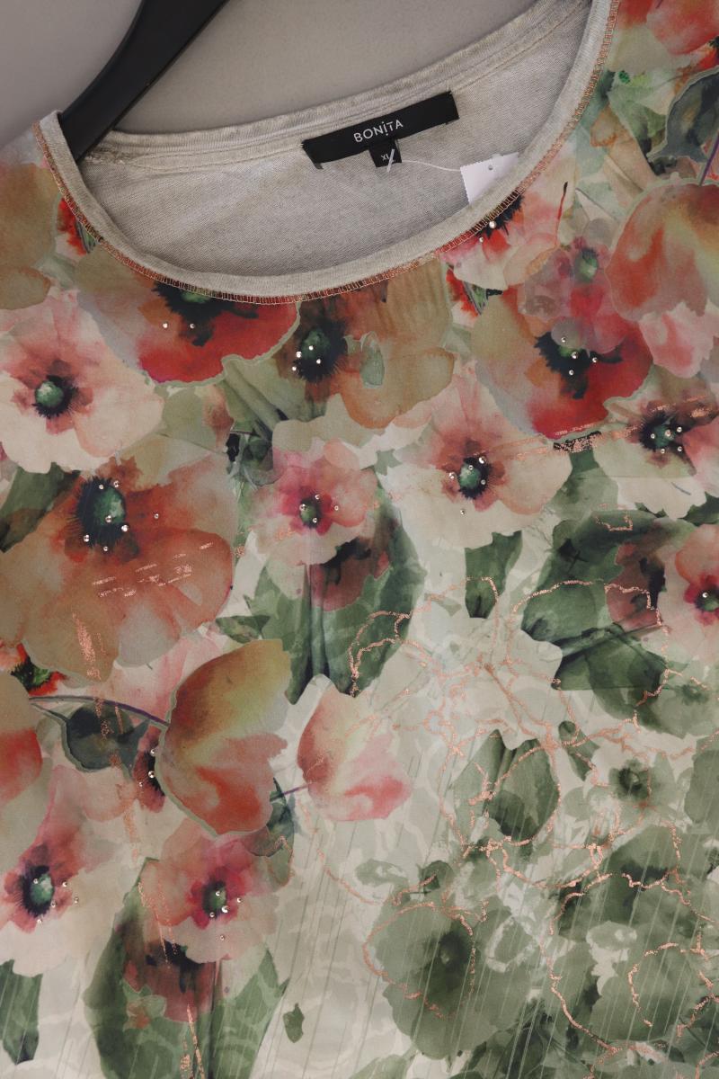 Bonita Printshirt Gr. XL mit Blumenmuster 3/4 Ärmel grau aus Viskose