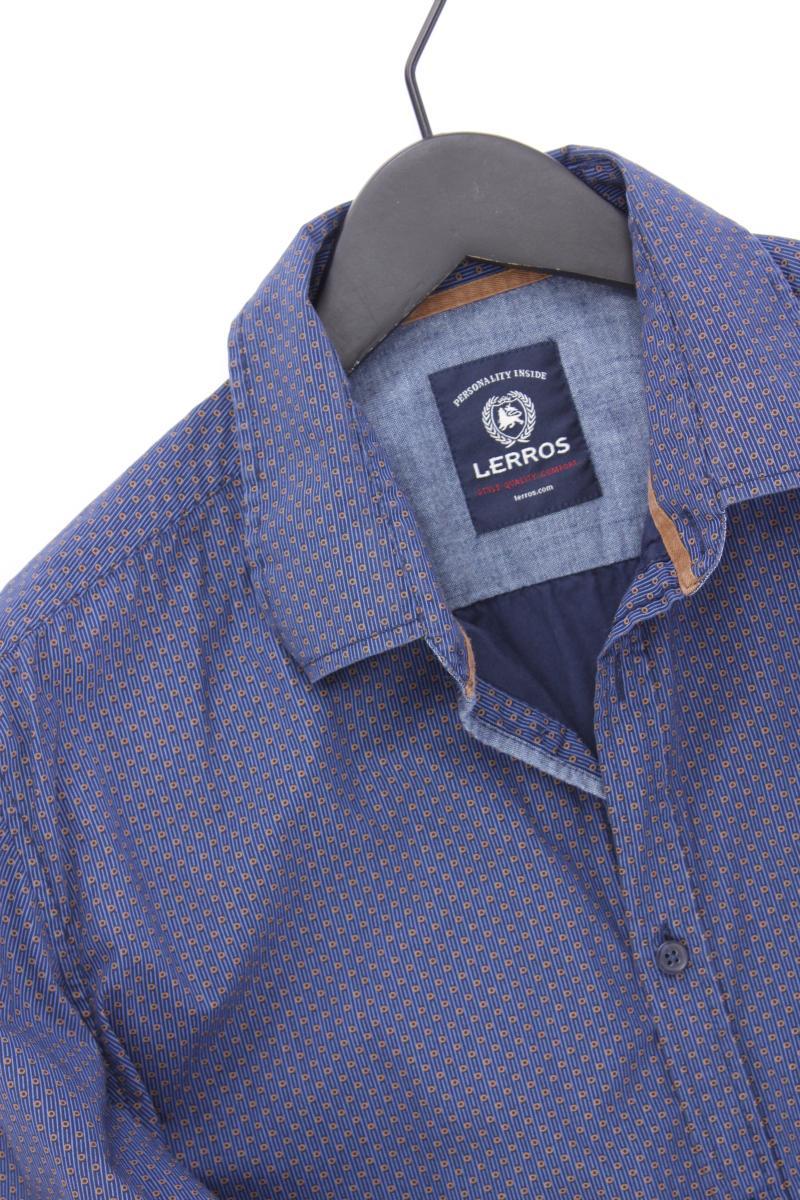 Lerros Langarmhemd für Herren Gr. L blau aus Baumwolle