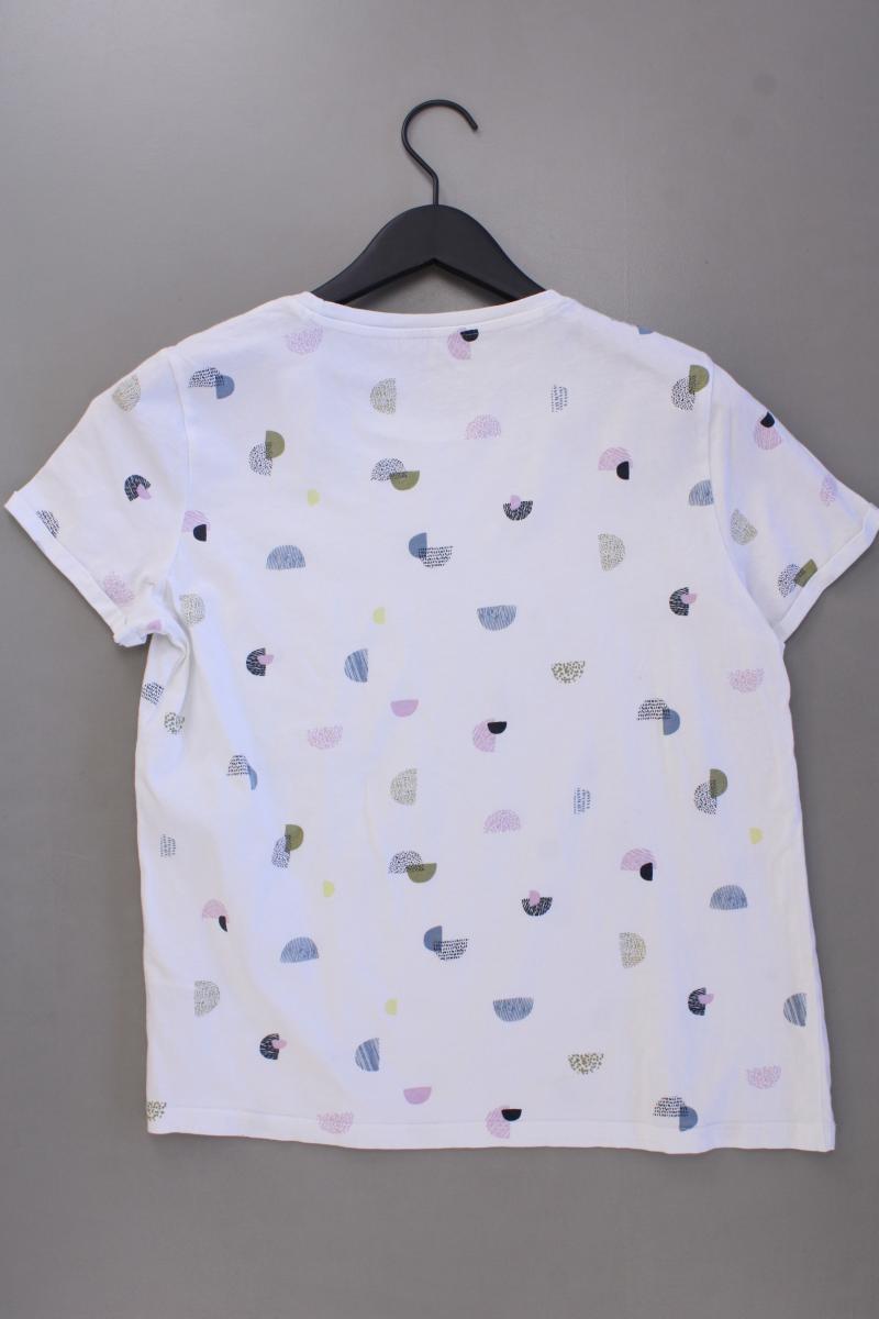 Tom Tailor Printshirt Gr. L geometrisches Muster Kurzarm weiß aus Baumwolle