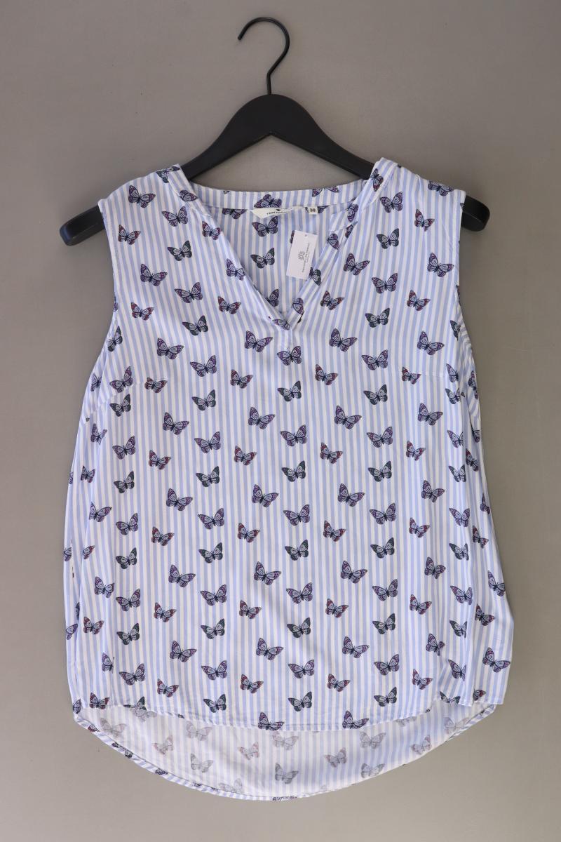 Tom Tailor Ärmellose Bluse Gr. 38 gestreift blau aus Baumwolle