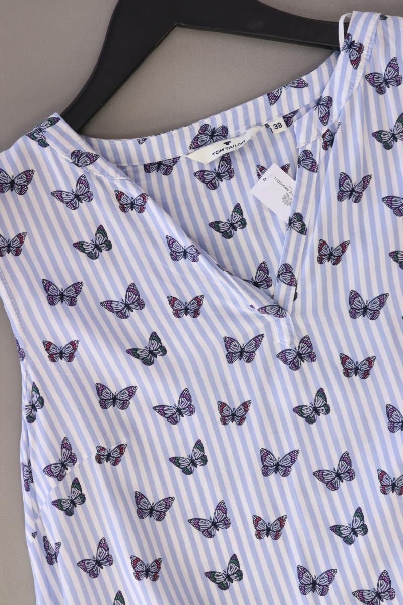 Tom Tailor Ärmellose Bluse Gr. 38 gestreift blau aus Baumwolle