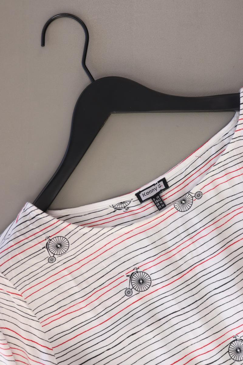 Kenny S. Regular Bluse Gr. 40 gestreift 3/4 Ärmel weiß aus Viskose