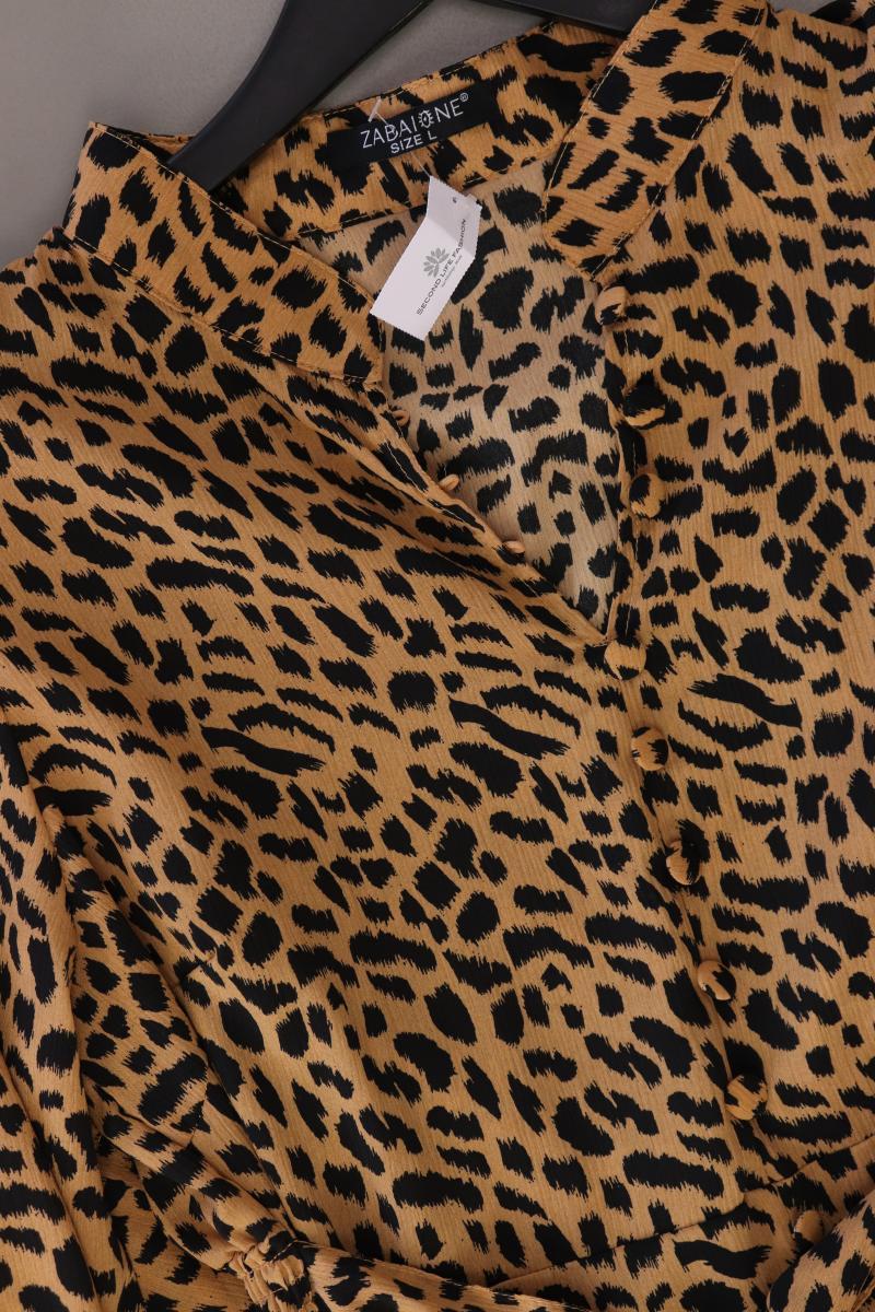 Zabaione Langarmkleid Gr. L mit Tierdruck braun aus Polyester