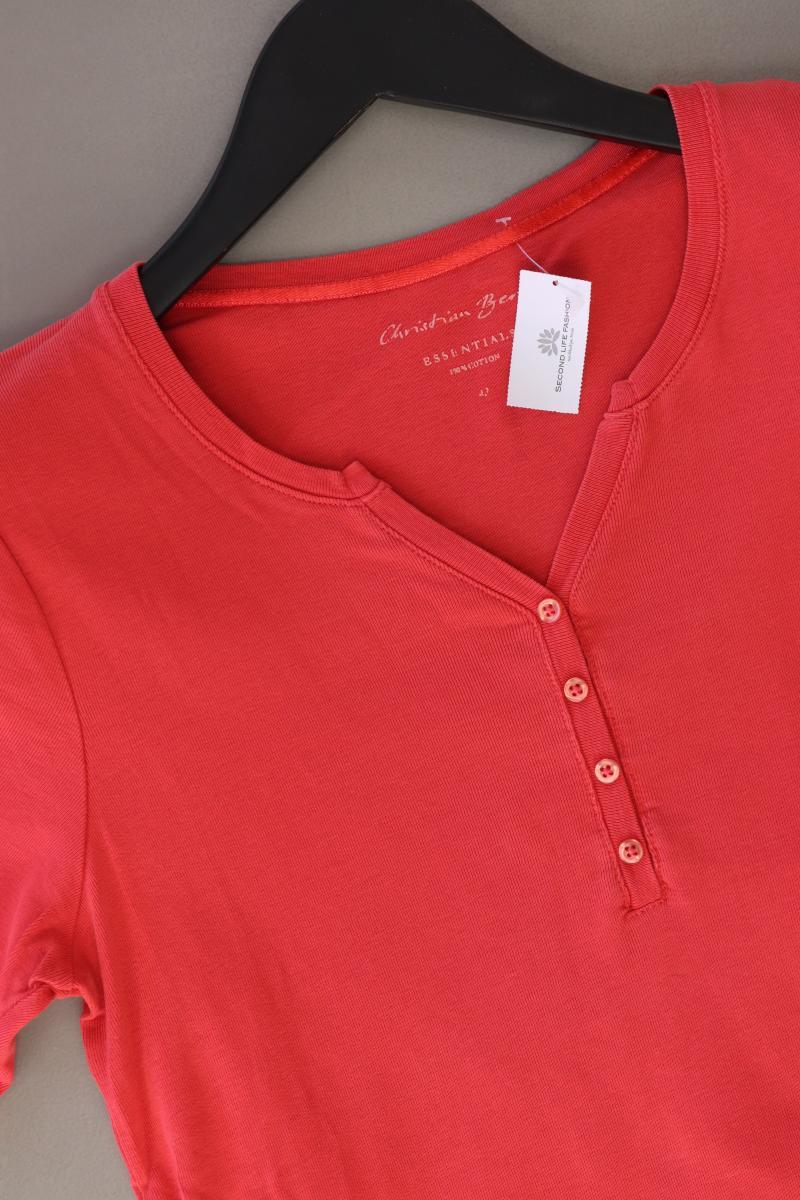 Christian Berg Shirt mit V-Ausschnitt Gr. 42 Kurzarm rot aus Baumwolle