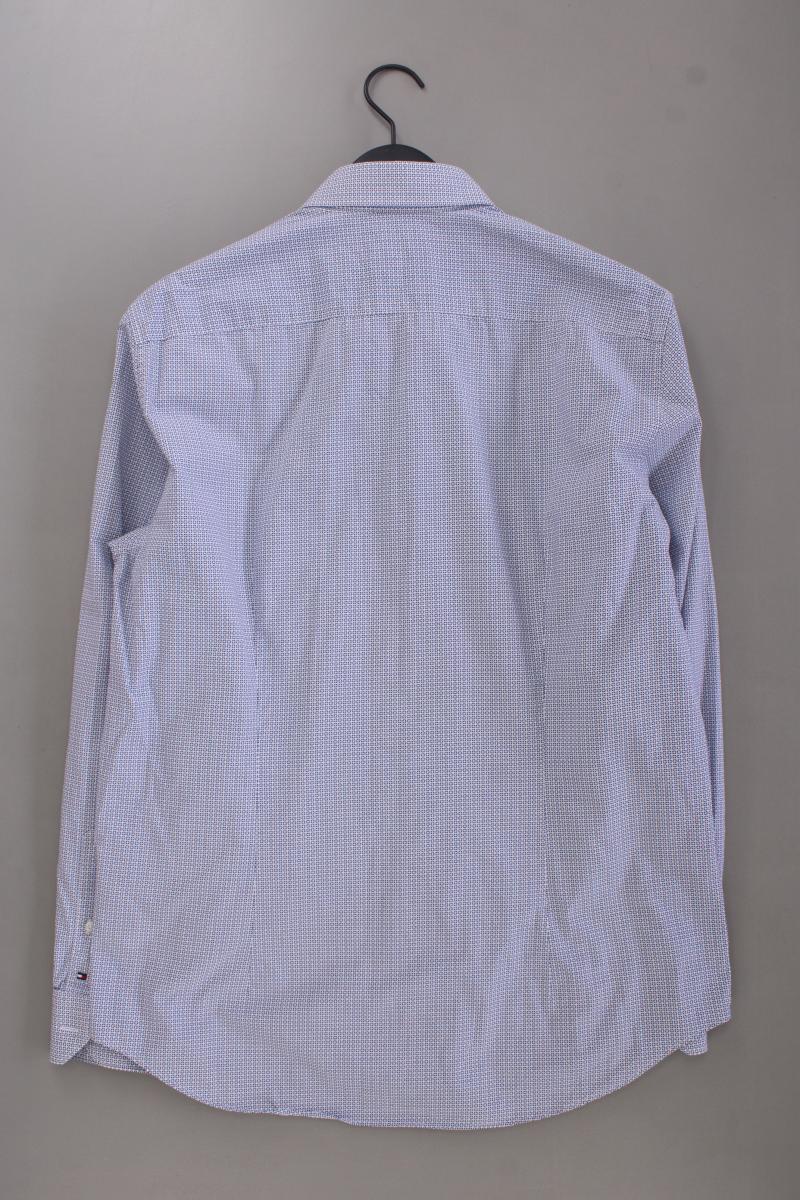 Tommy Hilfiger Langarmhemd für Herren Gr. Hemdgröße 44 geometrisches Muster blau