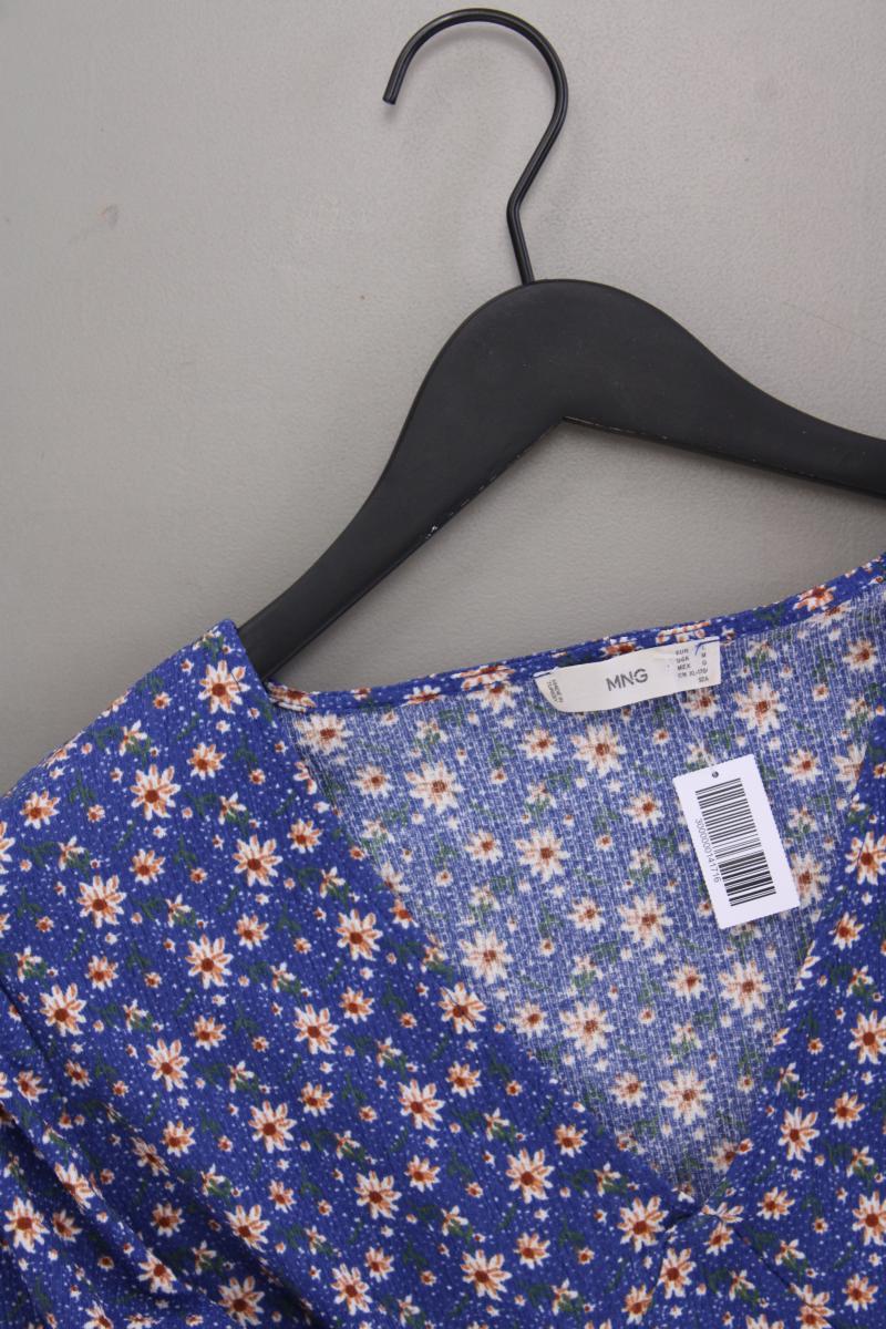 Mango Langarmkleid Gr. L mit Blumenmuster neuwertig blau aus Polyester