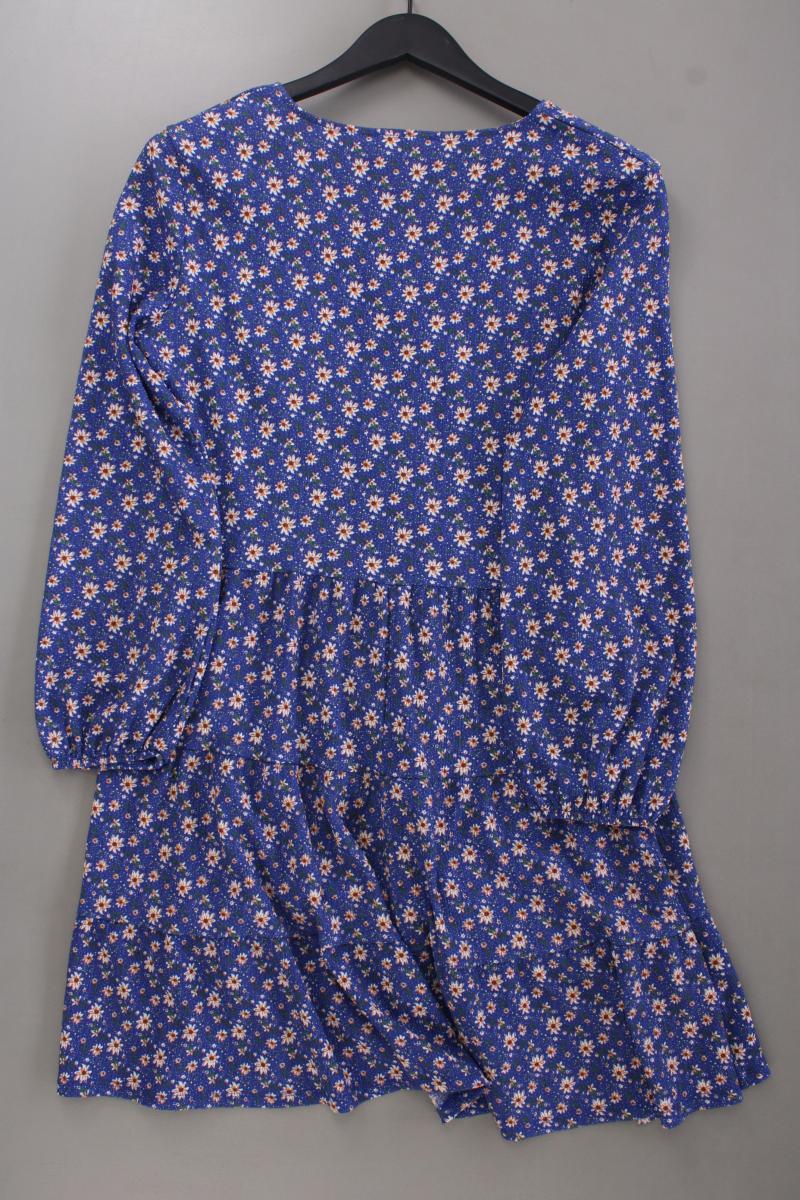 Mango Langarmkleid Gr. L mit Blumenmuster neuwertig blau aus Polyester