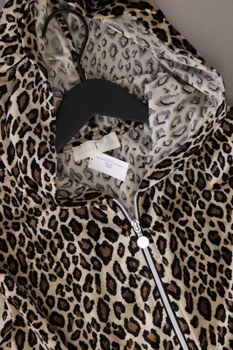 Pfeffinger Sweatjacke Gr. 46 mit Tierdruck Langarm braun aus Polyester
