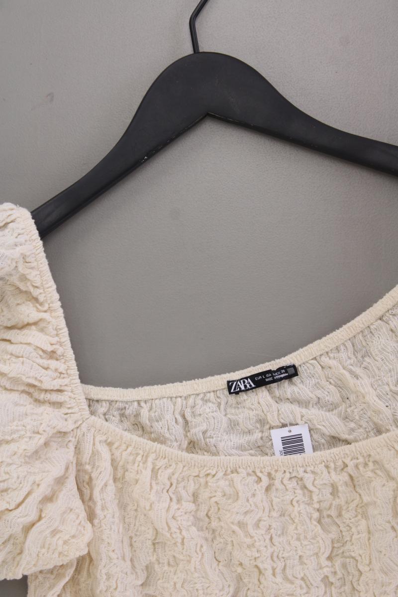 Zara Crop Top Gr. L creme aus Baumwolle