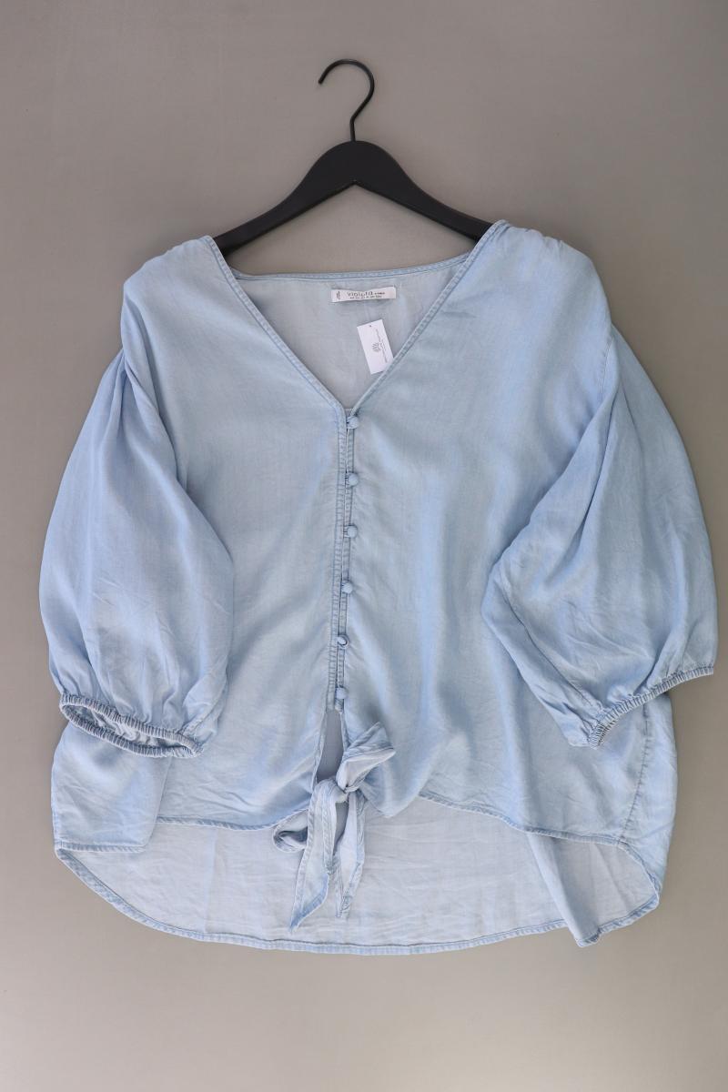 Violeta by Mango Regular Bluse Gr. XXXL 3/4 Ärmel blau aus TENCEL