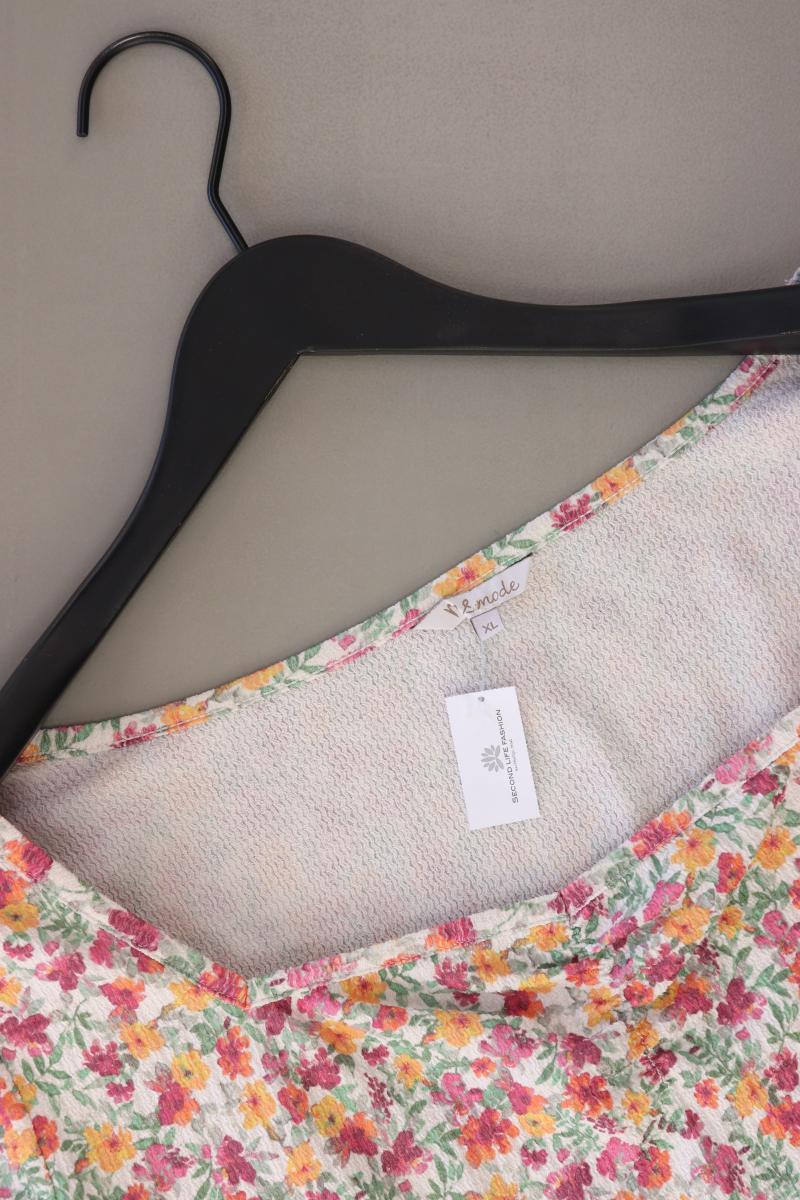 M&S Kurzarmbluse Gr. XL mit Blumenmuster mehrfarbig aus Polyester