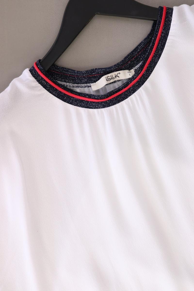 iSilk Kurzarmbluse Gr. L mit Glitzer weiß aus Viskose
