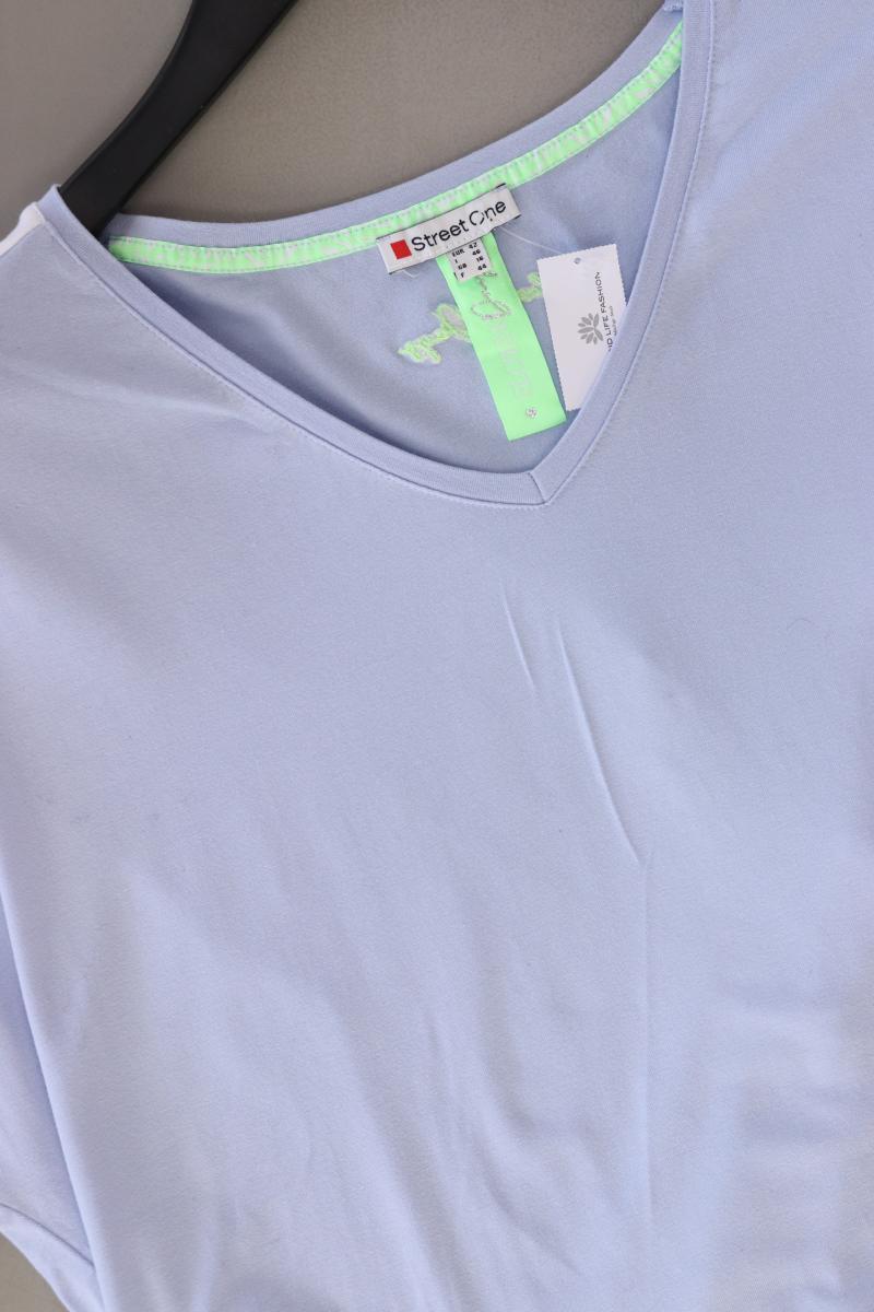 Street One Shirt mit V-Ausschnitt Gr. 42 Kurzarm blau aus Viskose