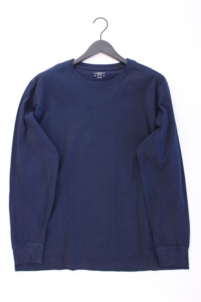 Lands' End Longsleeve-Shirt für Herren Gr. XL Langarm blau aus Baumwolle