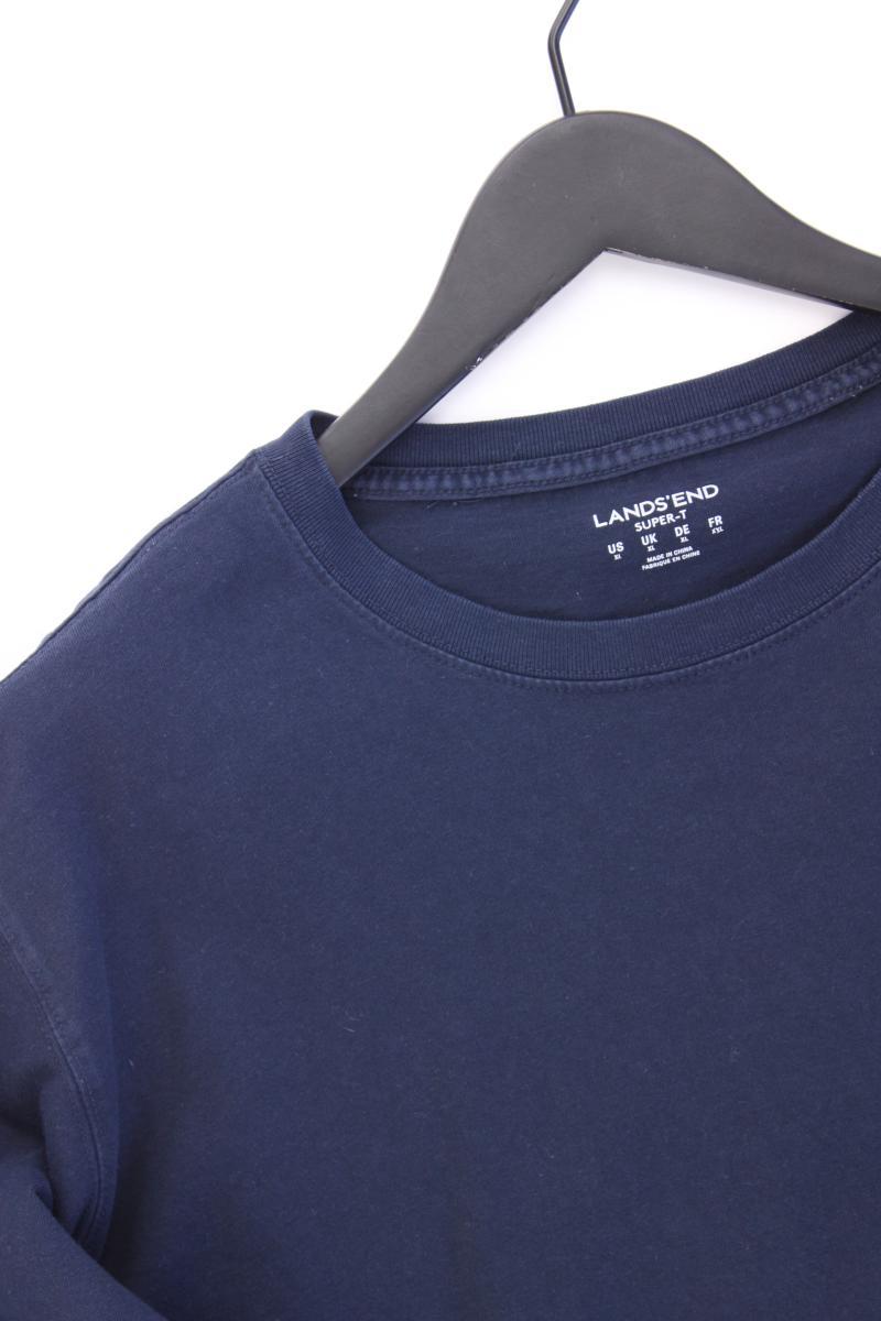Lands' End Longsleeve-Shirt für Herren Gr. XL Langarm blau aus Baumwolle