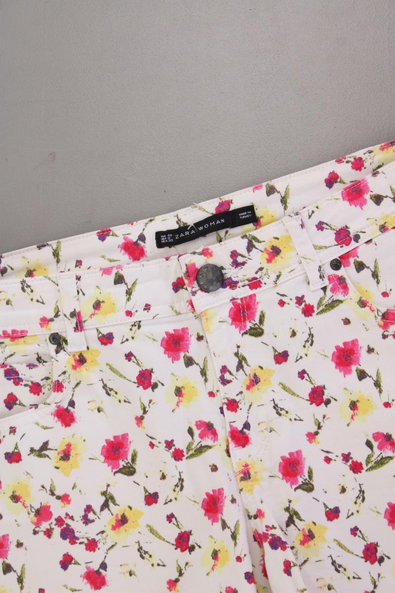 Zara Shorts Gr. 40 mit Blumenmuster creme aus Baumwolle