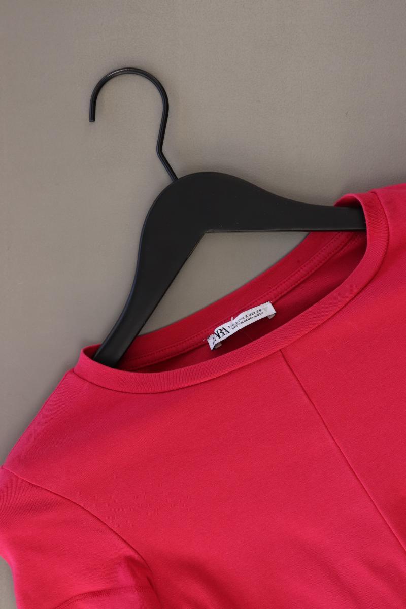 Zara Cropped Shirt Gr. S Kurzarm pink aus Baumwolle