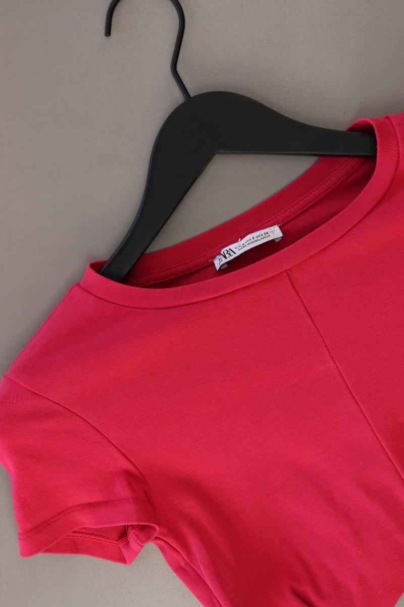Zara Cropped Shirt Gr. S Kurzarm pink aus Baumwolle
