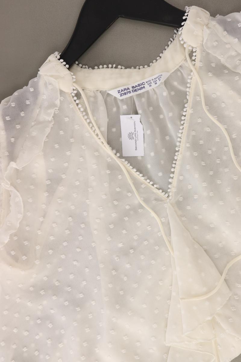 Zara Kurzarmbluse Gr. XS creme aus Polyester