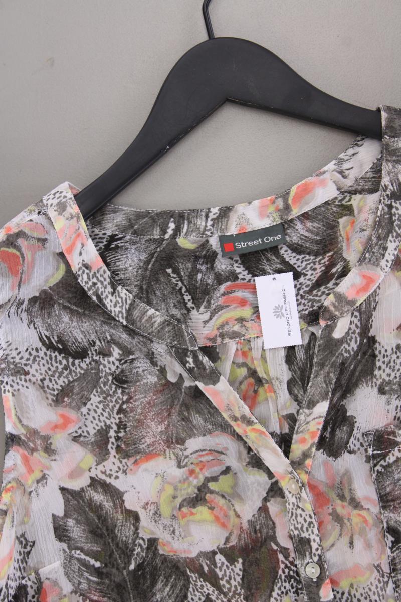 Street One Ärmellose Bluse Gr. 42 mit Blumenmuster neuwertig grau aus Polyester