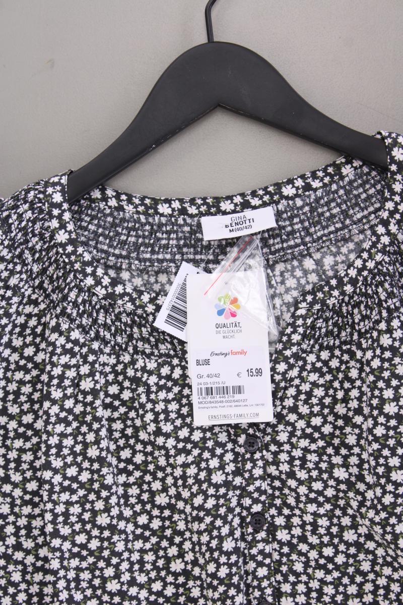 Gina Benotti Kurzarmbluse Gr. 40/42 mit Blumenmuster neu mit Etikett grau