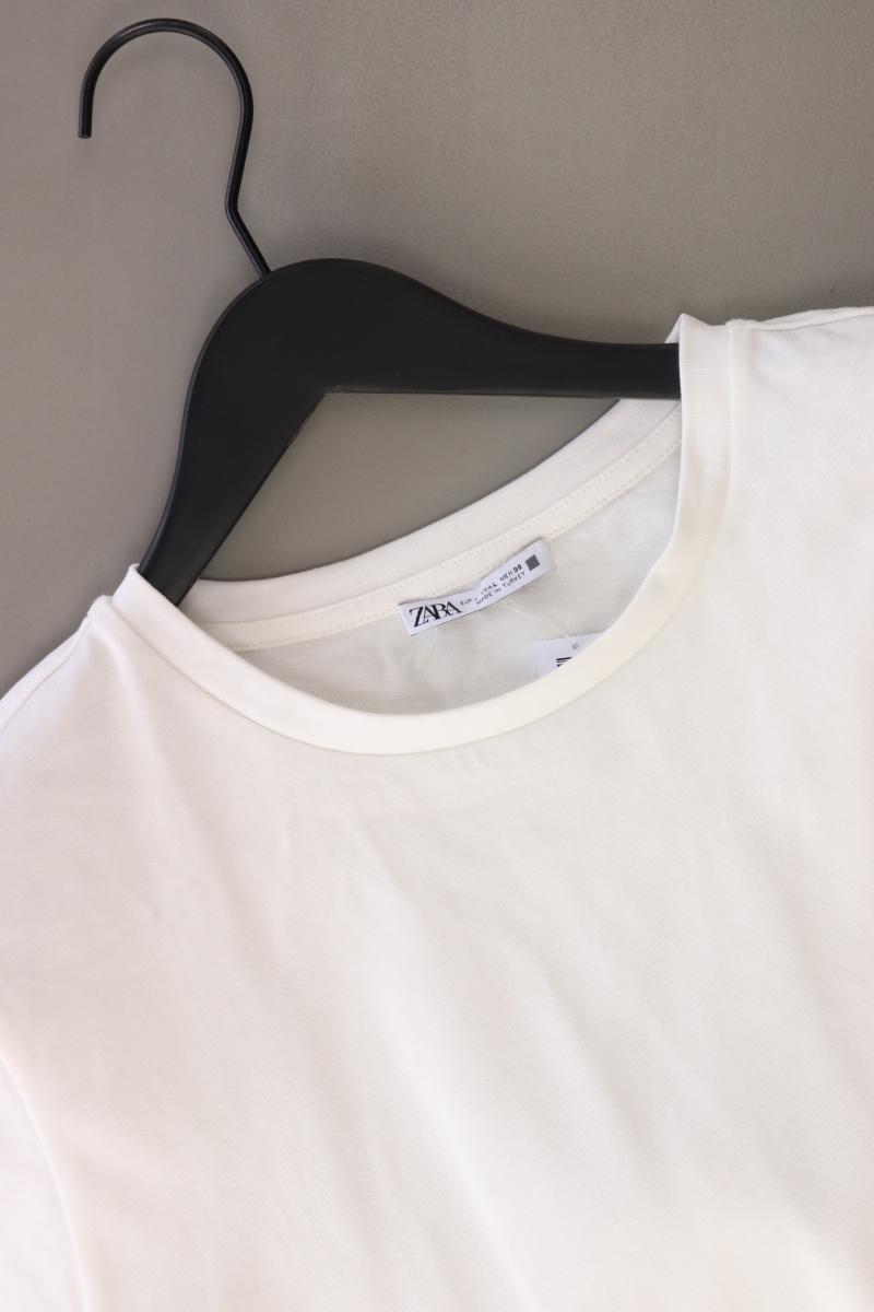 Zara T-Shirt Gr. L Kurzarm weiß aus Baumwolle