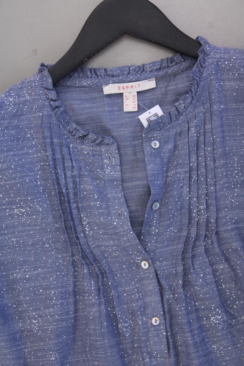 Esprit Kurzarmbluse Gr. 38 blau aus Baumwolle