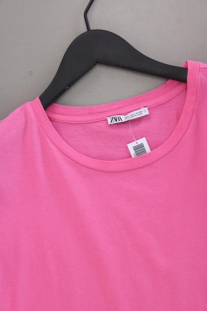 Zara T-Shirt Gr. L Kurzarm pink aus Baumwolle
