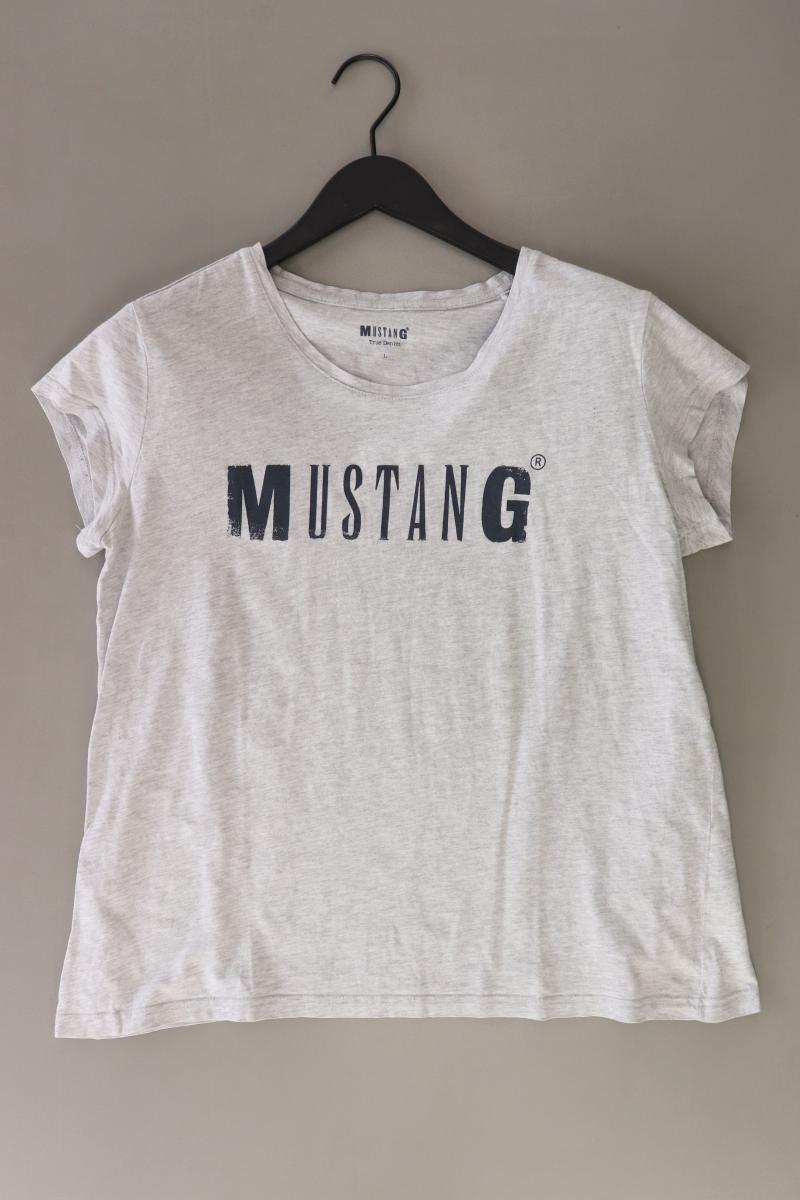 Mustang Printshirt Gr. L Kurzarm grau aus Baumwolle