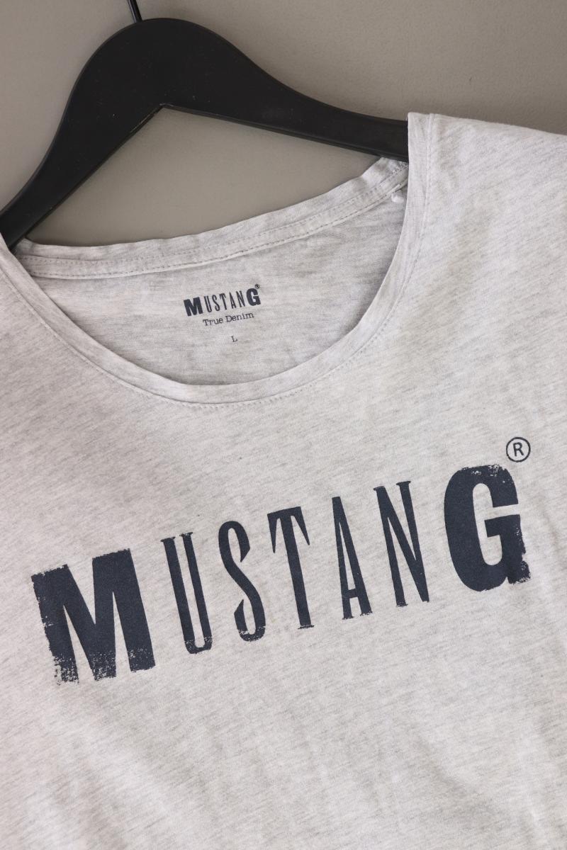 Mustang Printshirt Gr. L Kurzarm grau aus Baumwolle