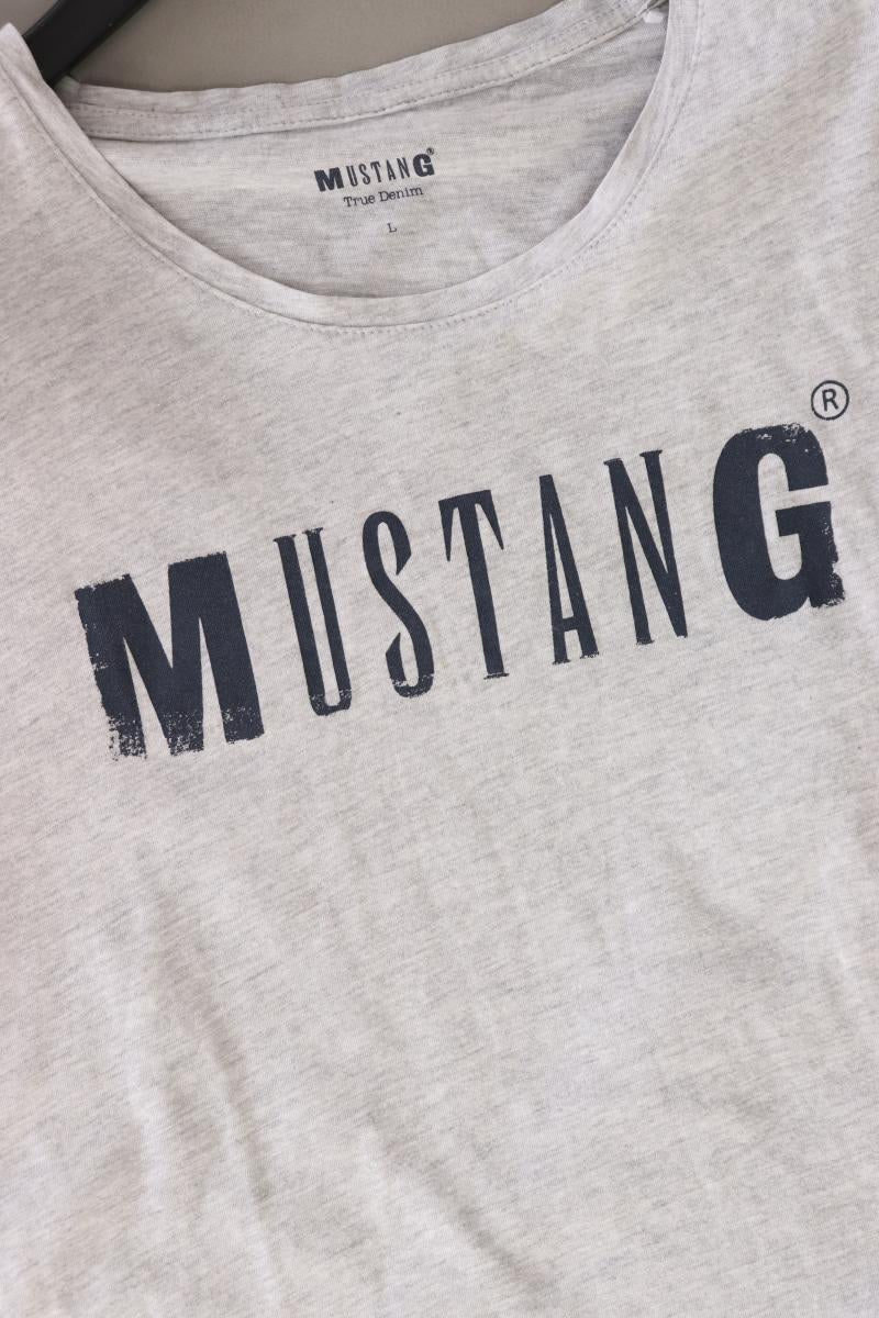 Mustang Printshirt Gr. L Kurzarm grau aus Baumwolle