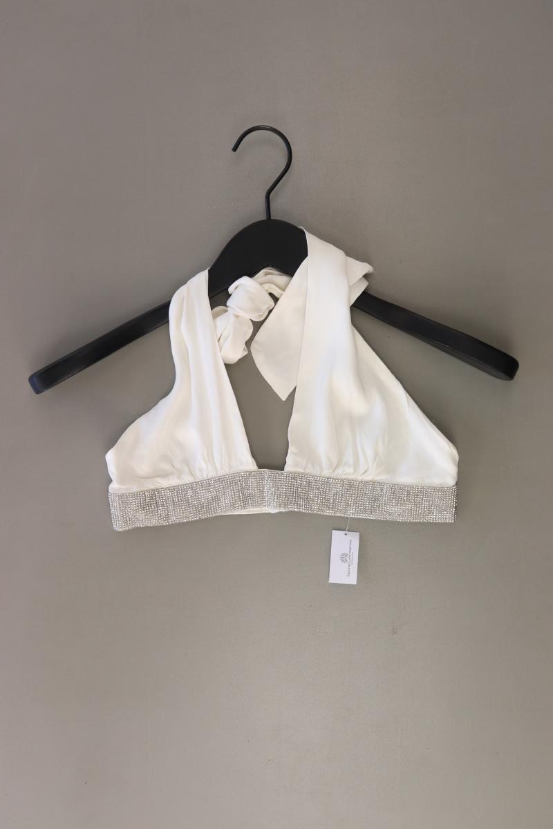 Zara Neckholdertop Gr. XS mit Glitzer weiß aus Polyester