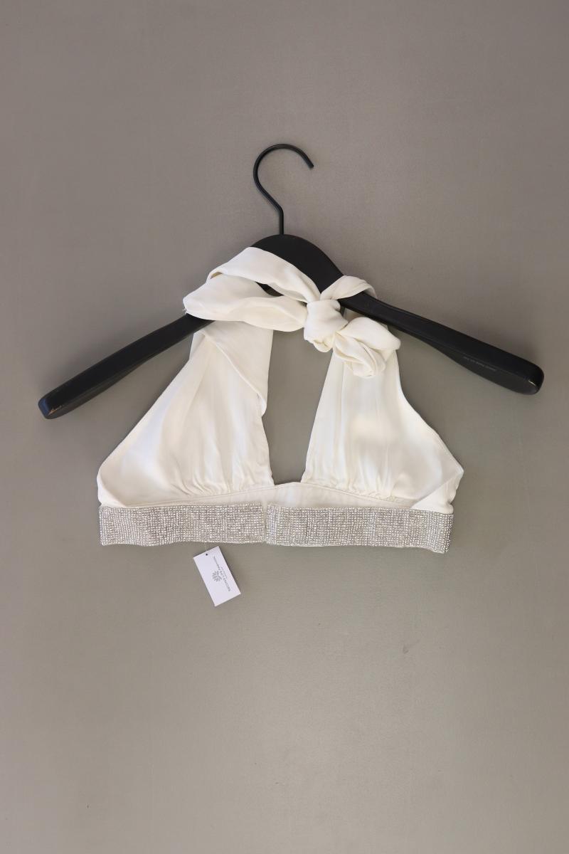 Zara Neckholdertop Gr. XS mit Glitzer weiß aus Polyester