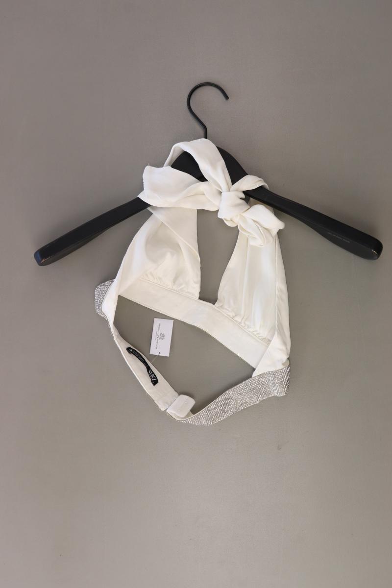 Zara Neckholdertop Gr. XS mit Glitzer weiß aus Polyester