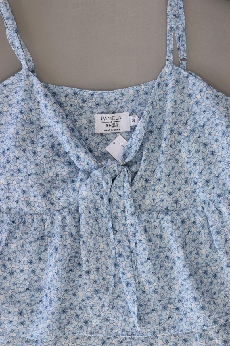 NA-KD x Pamela Top Gr. 36 mit Blumenmuster blau aus Polyester