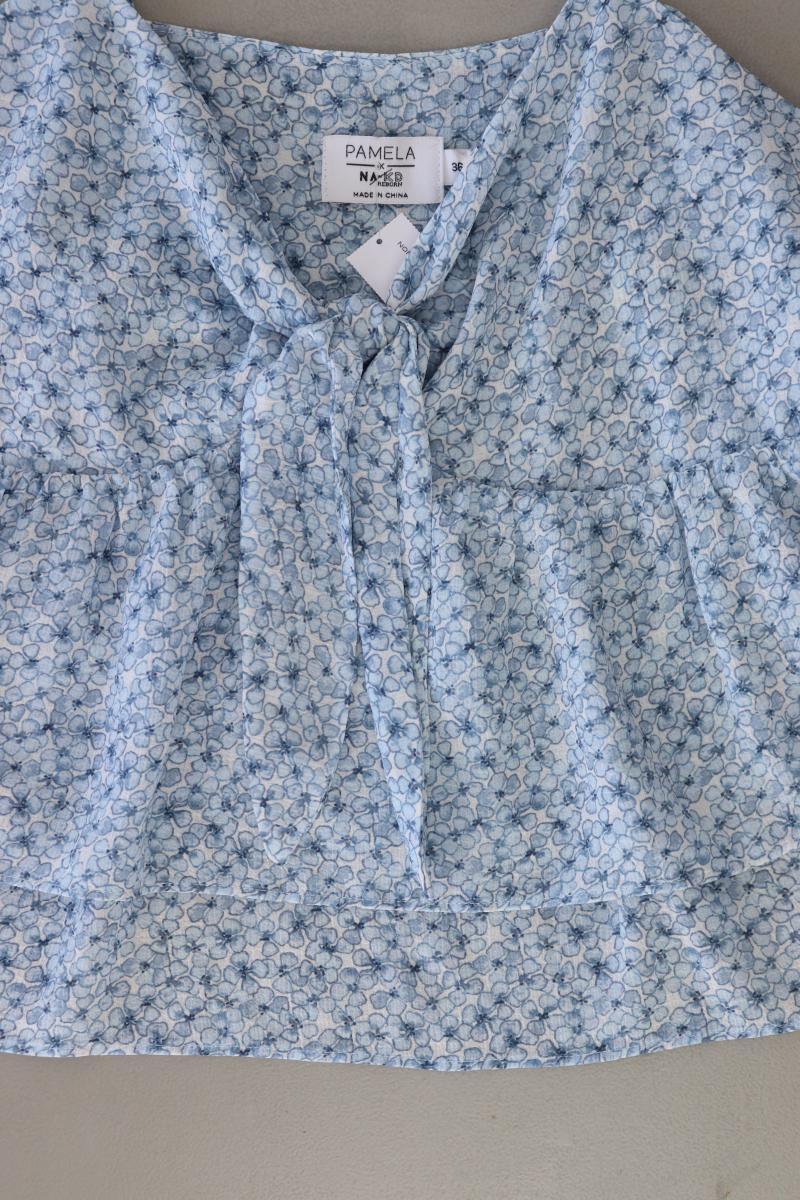 NA-KD x Pamela Top Gr. 36 mit Blumenmuster blau aus Polyester